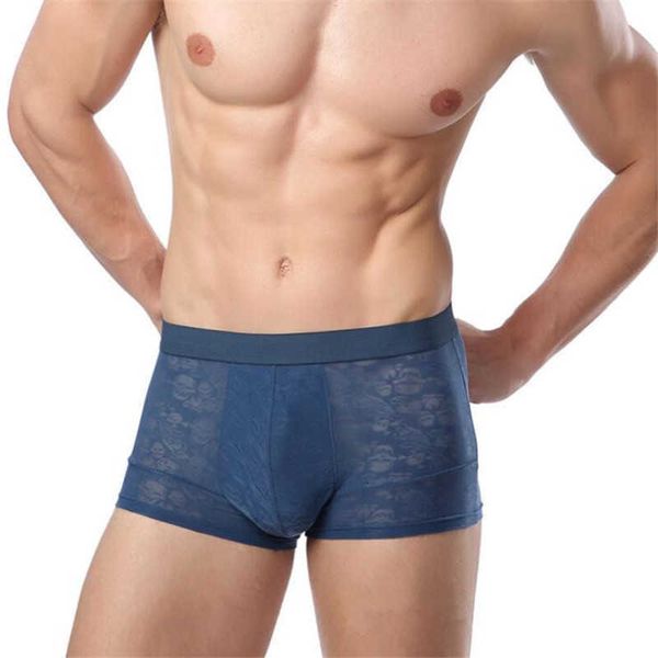 underpants new men's boxer underwear bamboo fiber lace transparent for male shorts gift a man panties 529, Black;white